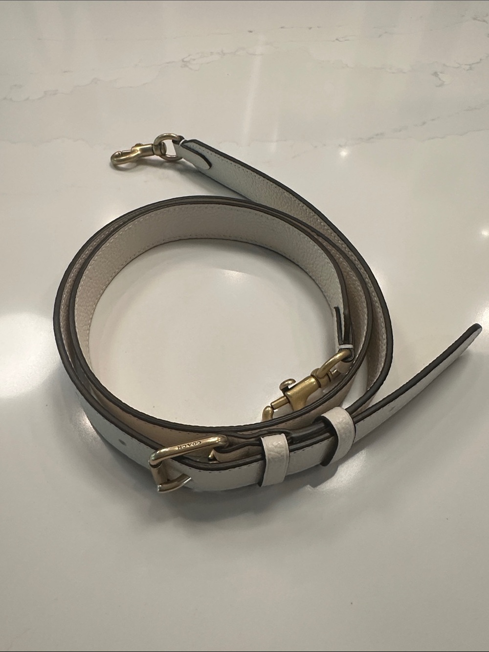 NWOT- Coach Leather Crossbody Strap in Off-White with Gold Hardware